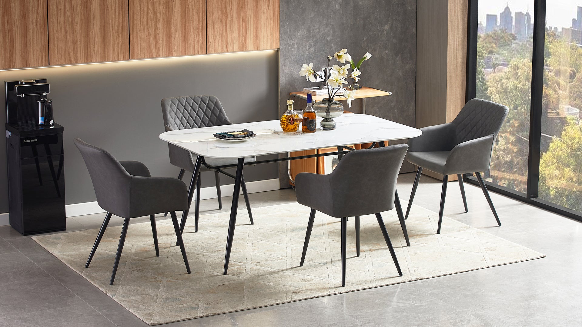 Ofcasa Braun PU-Leder Esszimmer Stühle gepolstert Akzent Sessel Restaurants Wohnzimmer 2 Stück