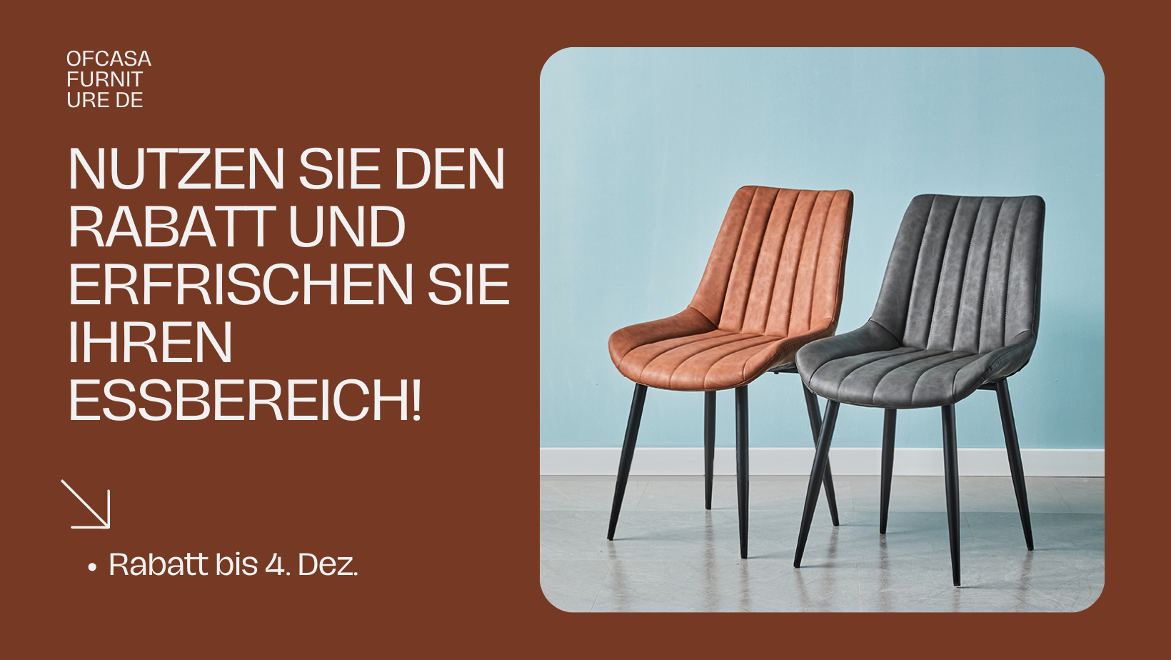Ofcasa Schräge Esszimmerstühle aus Kunstleder in Dunkelgrau 2 Stück