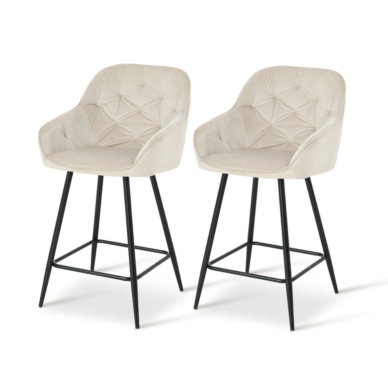 Moderner OFCASA Keaton Barhocker in Grau mit Kunstledersitz, schwarzem Metallgestell und Fußraste – ideal für Kücheninseln oder Home-Bars