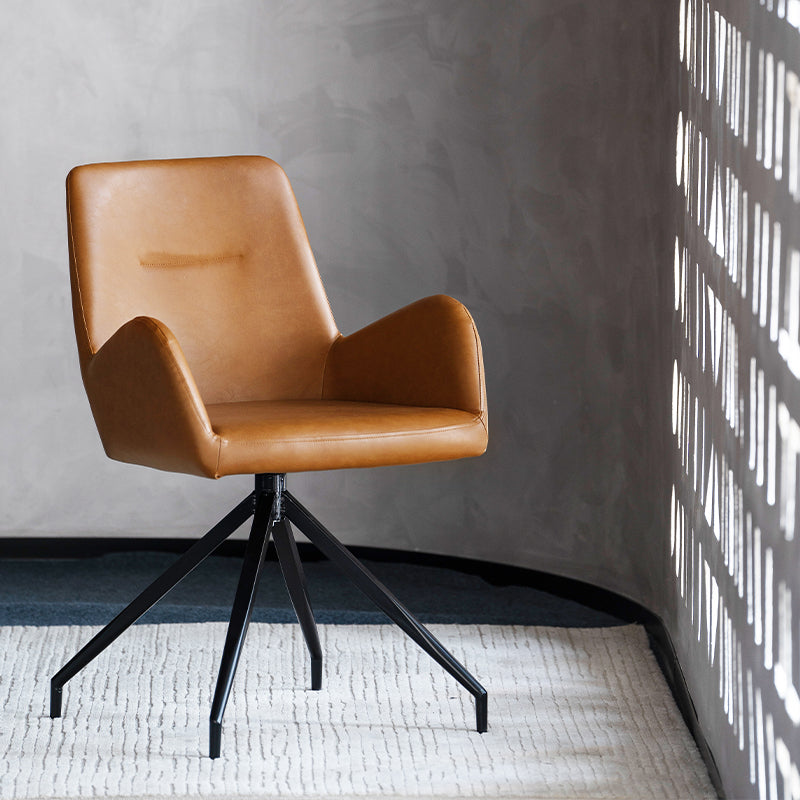 Modern weißer OFCASA Liese Drehstuhl mit Kunstleder-Bezug, Armlehnen und 360° Drehfunktion – ideal für Esszimmer oder Homeoffice