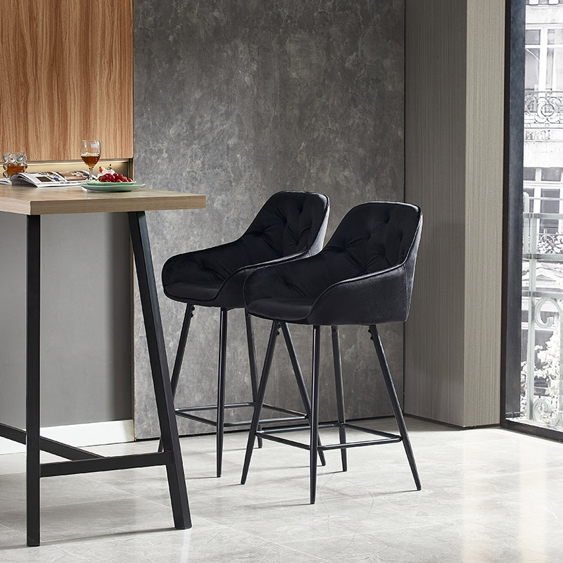 Moderner OFCASA Keaton Barhocker in Grau mit Kunstledersitz, schwarzem Metallgestell und Fußraste – ideal für Kücheninseln oder Home-Bars