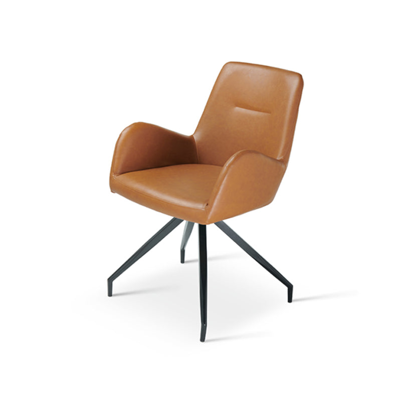 Modern weißer OFCASA Liese Drehstuhl mit Kunstleder-Bezug, Armlehnen und 360° Drehfunktion – ideal für Esszimmer oder Homeoffice