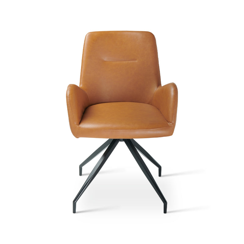 Modern weißer OFCASA Liese Drehstuhl mit Kunstleder-Bezug, Armlehnen und 360° Drehfunktion – ideal für Esszimmer oder Homeoffice