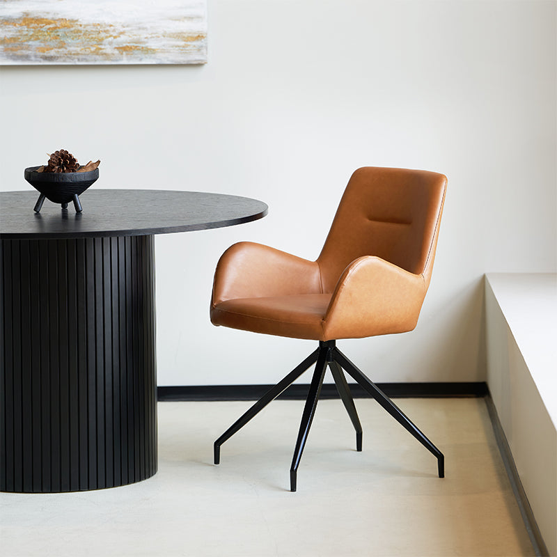 Modern weißer OFCASA Liese Drehstuhl mit Kunstleder-Bezug, Armlehnen und 360° Drehfunktion – ideal für Esszimmer oder Homeoffice