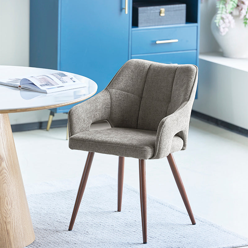 OFCASA Sage Esszimmerstuhl mit Armlehnen – Atmungsaktiver Leinenbezug, Metallfüße & Ergonomische Rückenstütze | Skandinavisches Design