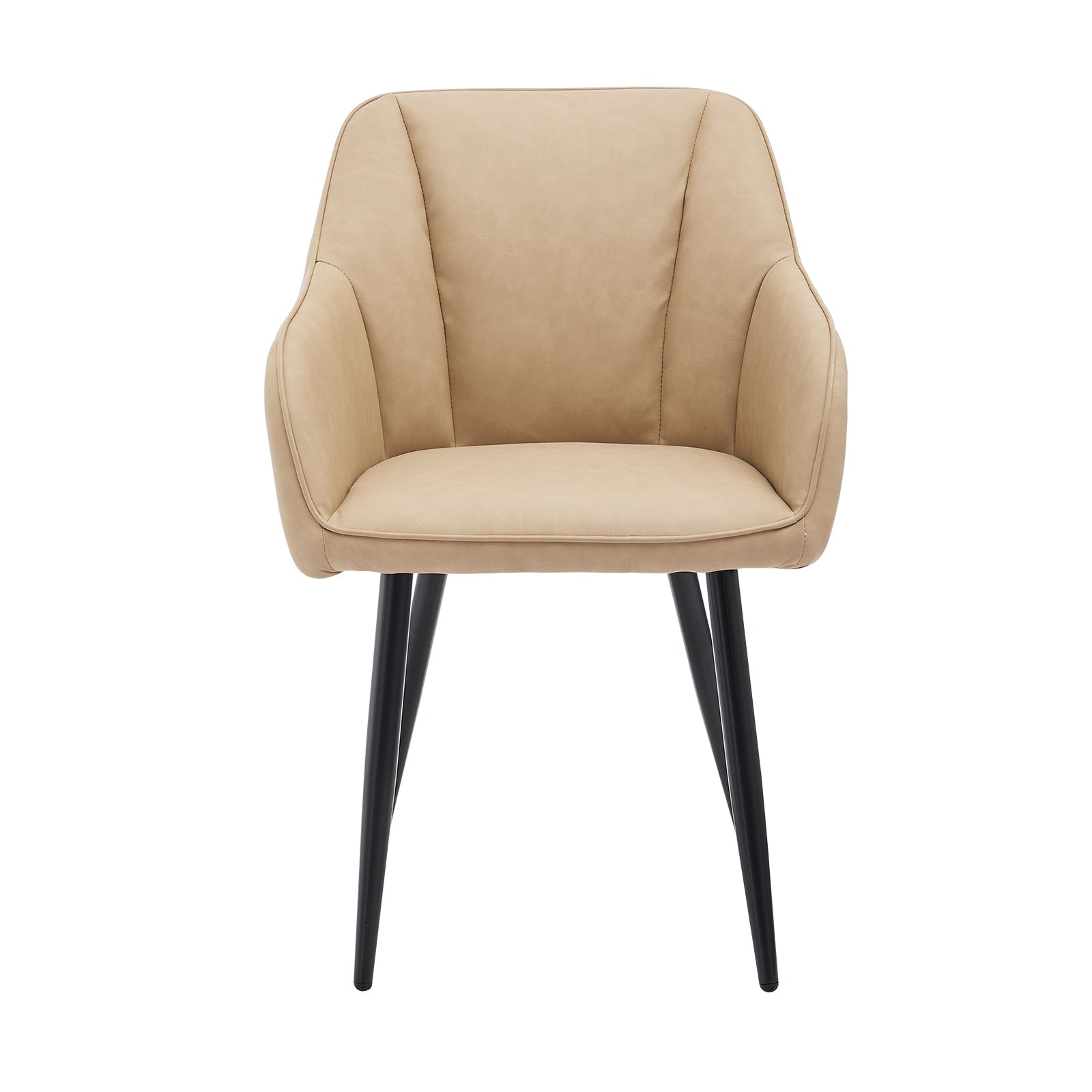 Set aus 4 grauen Sienna Esszimmerstühlen mit weicher Sitzpolsterung und schwarzen Metallbeinen um einen Eichentisch,Nahaufnahme eines Sienna Esszimmerstuhls in Grau mit ergonomischer Rückenlehne und stoffbezogener Sitzfläche