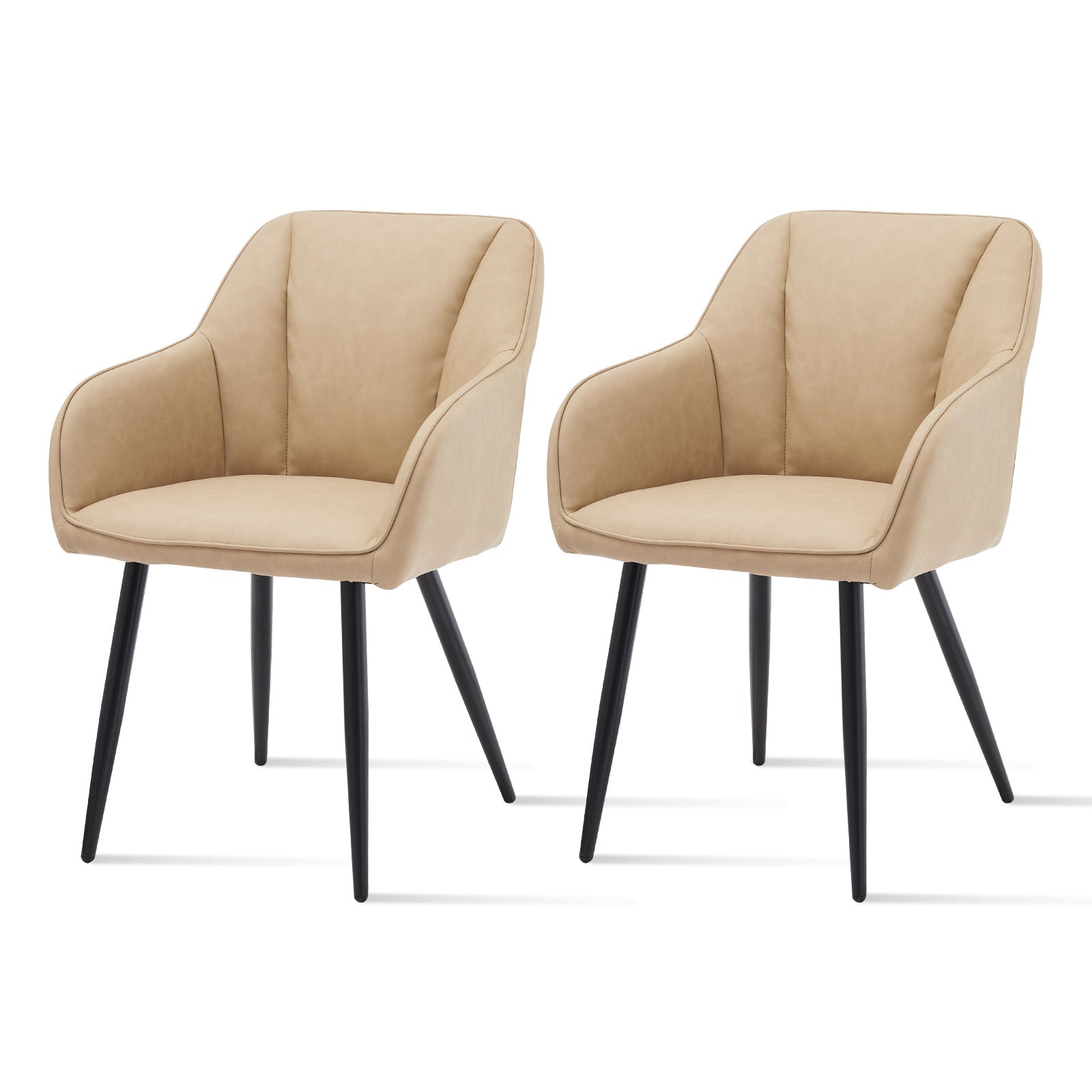 Set aus 4 grauen Sienna Esszimmerstühlen mit weicher Sitzpolsterung und schwarzen Metallbeinen um einen Eichentisch,Nahaufnahme eines Sienna Esszimmerstuhls in Grau mit ergonomischer Rückenlehne und stoffbezogener Sitzfläche