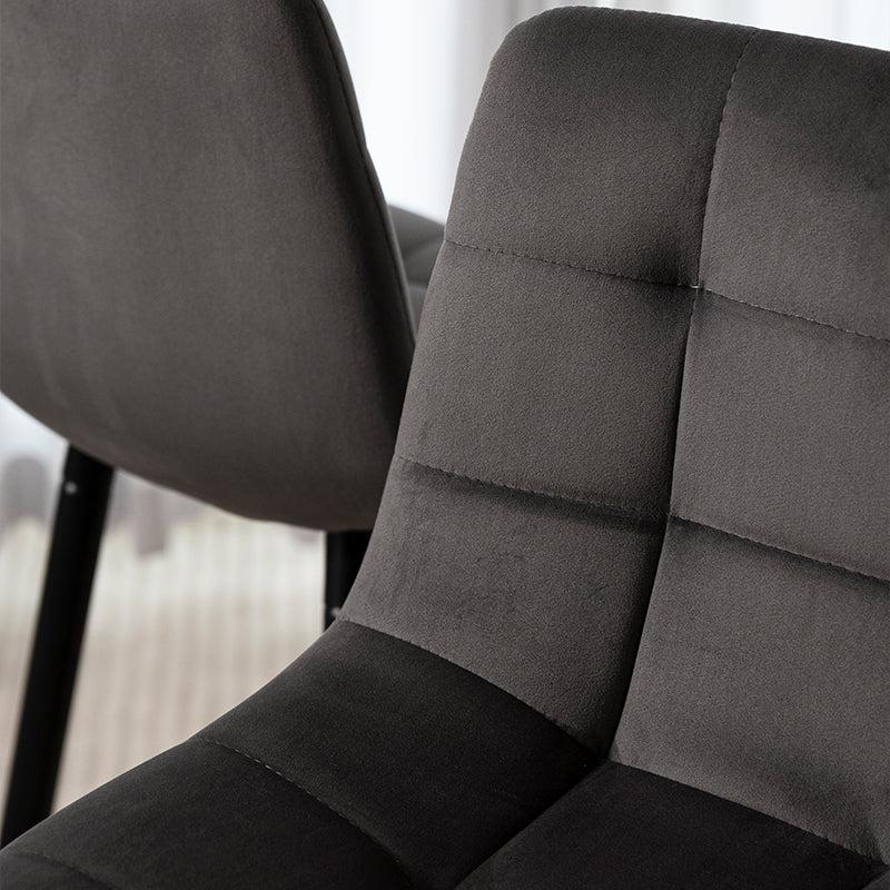 2er Set Ofcasa Grauer Samt Lounge Barstuhl Barhocker mit quadratischem Gitter Ofcasafurniture DE