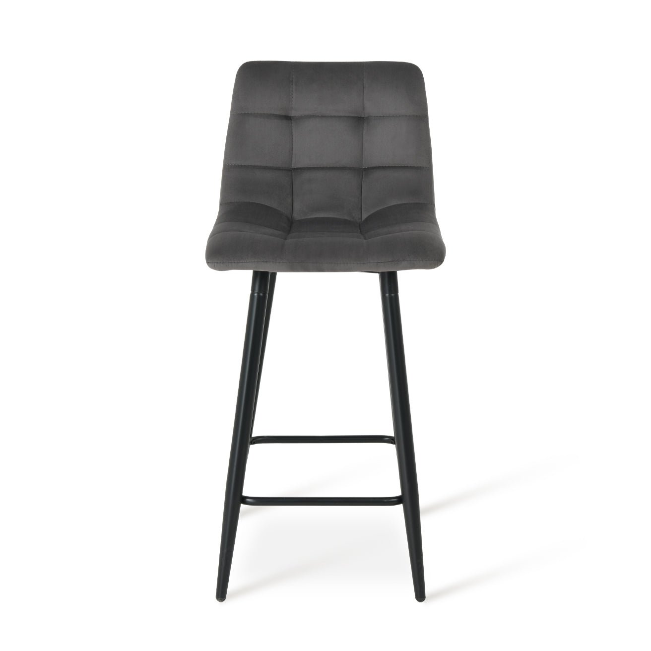 2er Set Ofcasa Grauer Samt Lounge Barstuhl Barhocker mit quadratischem Gitter Ofcasafurniture DE