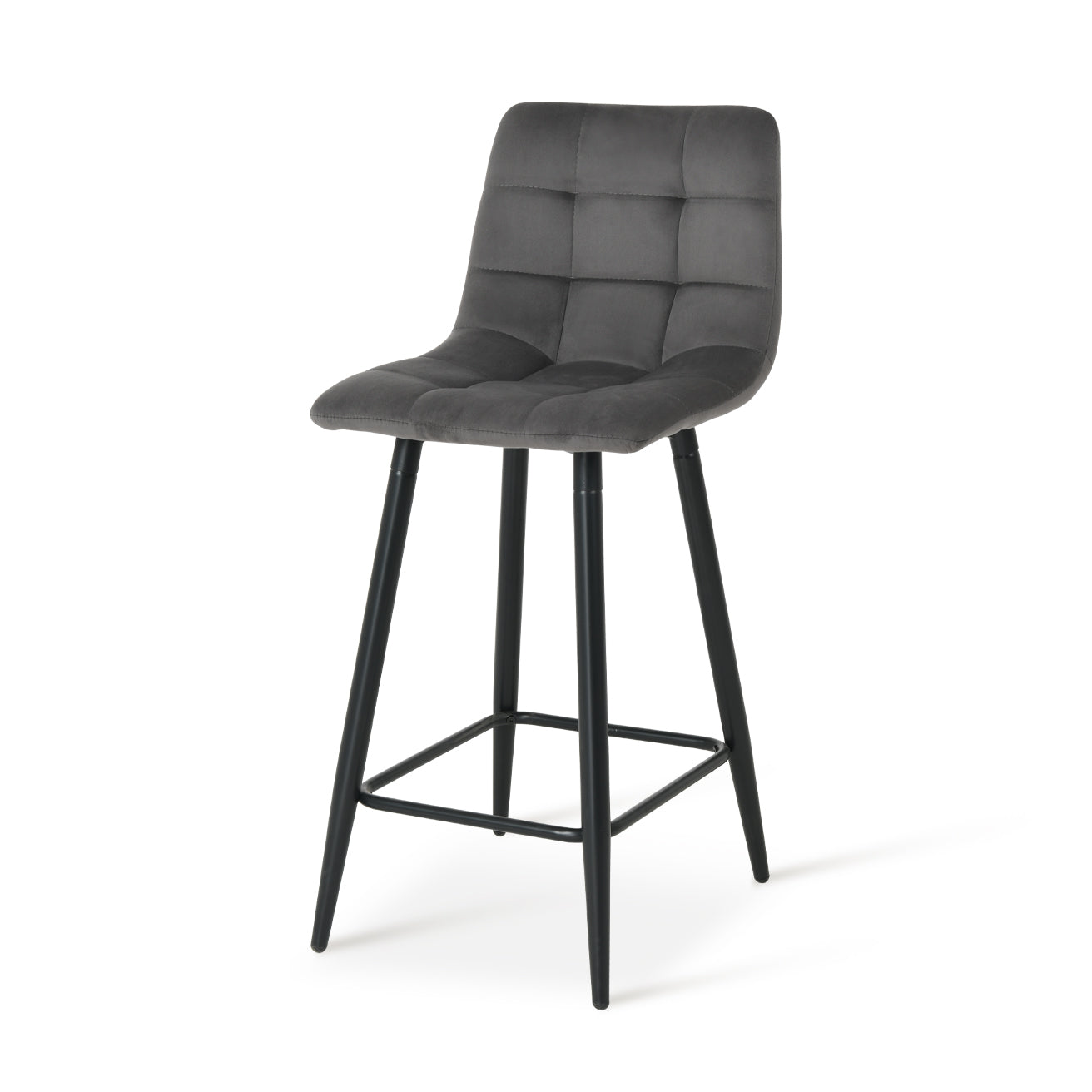 2er Set Ofcasa Grauer Samt Lounge Barstuhl Barhocker mit quadratischem Gitter Ofcasafurniture DE