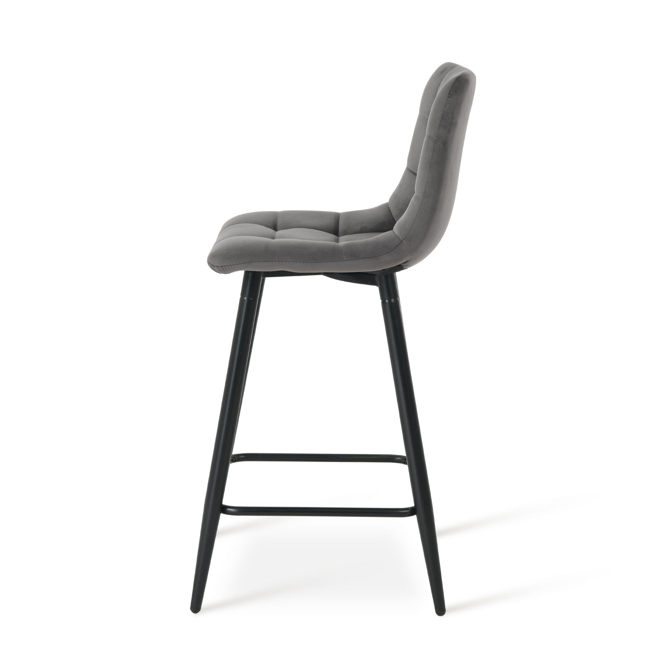 2er Set Ofcasa Grauer Samt Lounge Barstuhl Barhocker mit quadratischem Gitter Ofcasafurniture DE