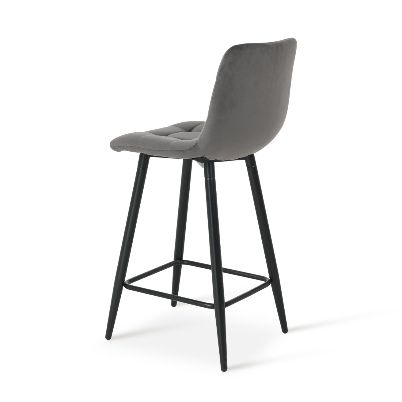 2er Set Ofcasa Grauer Samt Lounge Barstuhl Barhocker mit quadratischem Gitter Ofcasafurniture DE