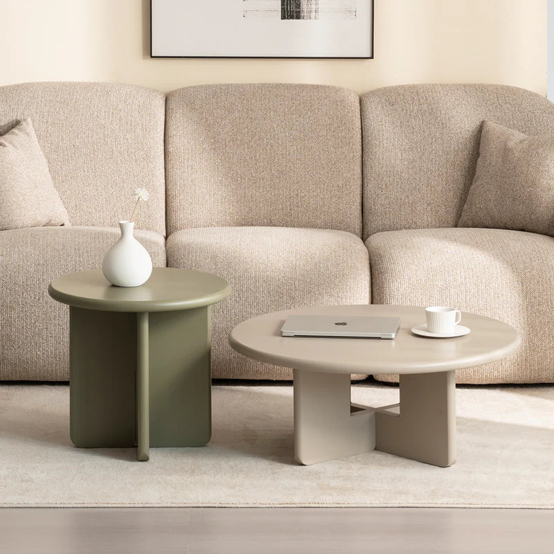 Set aus matten runden Couchtischen Aine Chelsea [Grün und Beige] Ofcasafurniture DE