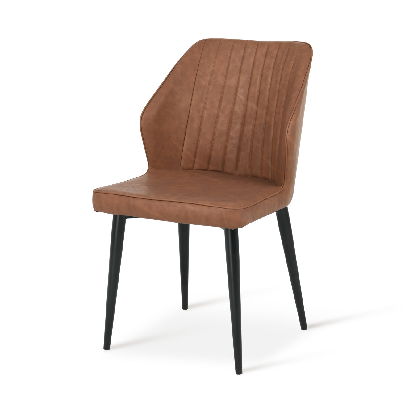 2er-Set Aleena Esszimmerstühle in schwarzem Kunstleder mit goldfarbenem Metallgestell - modernes Design，Gewölbte Rückenlehne der Aleena-Stühle - optimale Unterstützung bei langen Sitzzeiten，Kunstleder-Oberfläche der Aleena-Stühle - einfach mit einem Tuch abwischbar