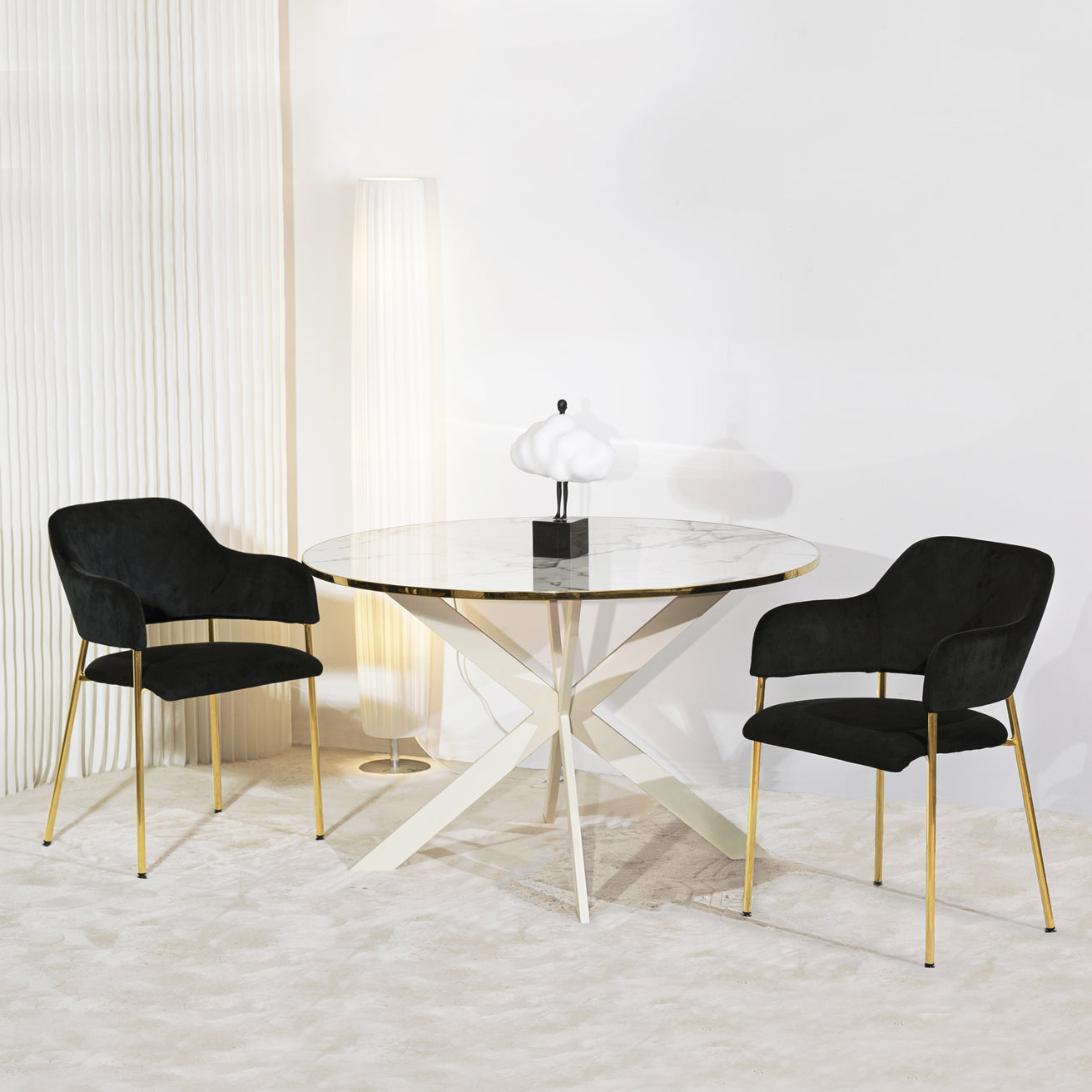 Esszimmerstuhl Saskia [2er Set] [Samtstoff] Ofcasafurniture DE