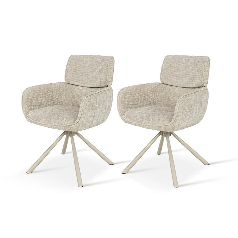Armlehnenstuhl Elara [2er Set] [Chenille] [360-Grad-Drehteller] Ofcasafurniture DE