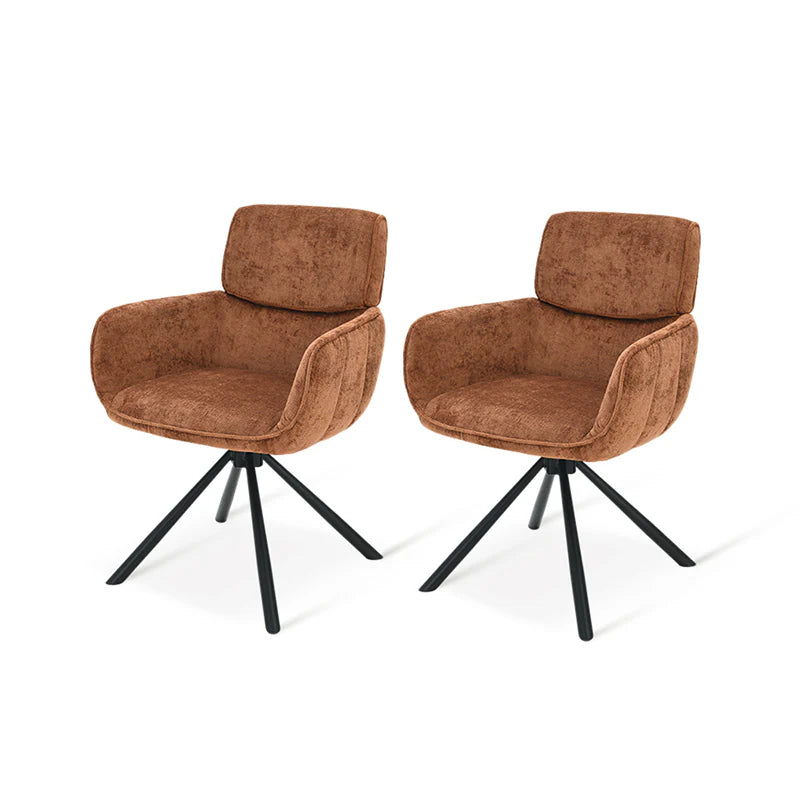 Armlehnenstuhl Elara [2er Set] [Chenille] [360-Grad-Drehteller] Ofcasafurniture DE