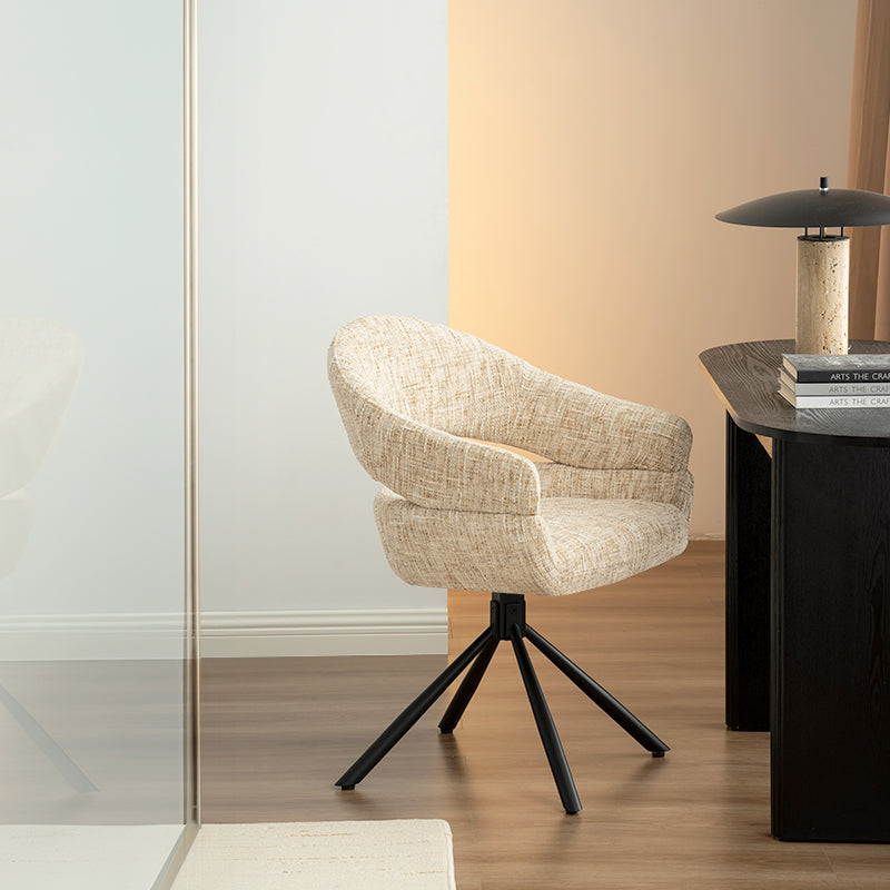 Armlehnenstuhl Briar Sleek [1er Set] [Leinen Stoff] [360-Grad-Drehteller] Ofcasafurniture DE