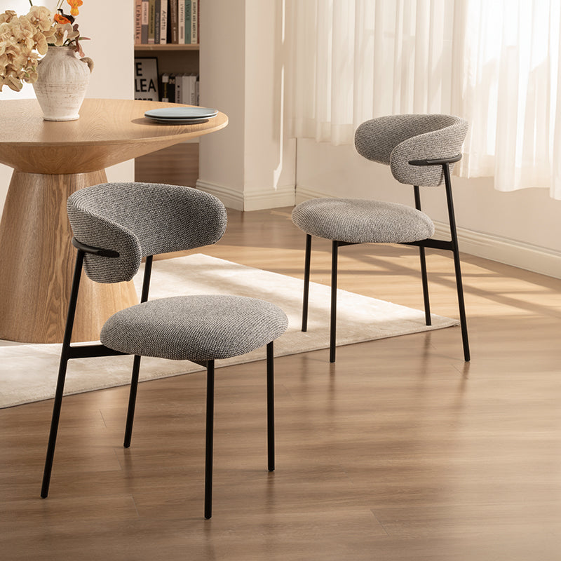 Esszimmerstuhl Zahra [2er Set] [Boucle-Stoff] [Leinenoptik-Stoff]  [⌀ 1.9 cm]