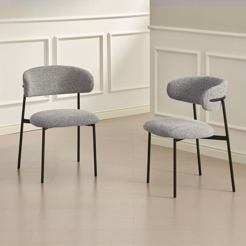Esszimmerstuhl Zahra [2er Set] [Boucle-Stoff] [Leinenoptik-Stoff]  [⌀ 1.9 cm]