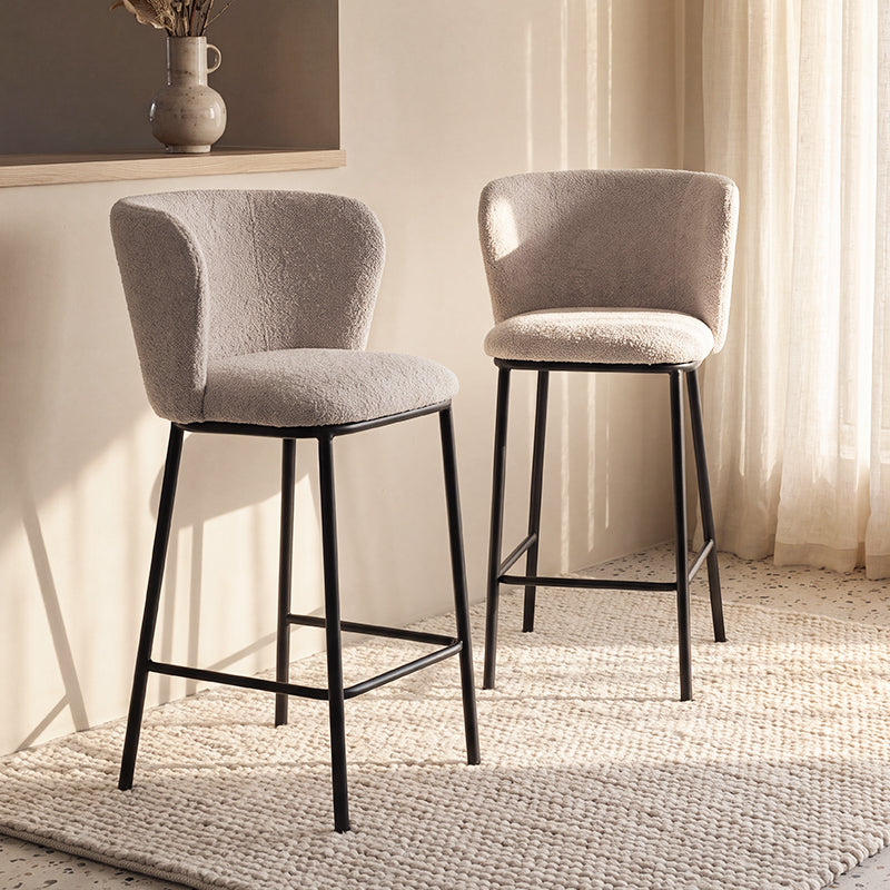 Barhocker Karin [2er Set] [Boucle-Stoff & Leinenoptik-Stoff] [65 cm]