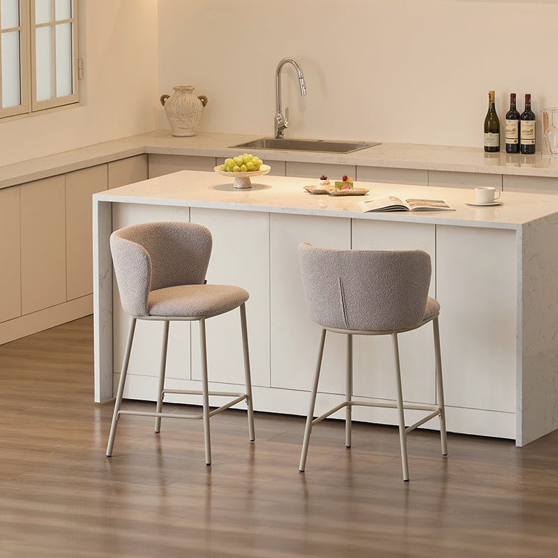 Barhocker Karin [2er Set] [Boucle-Stoff & Leinenoptik-Stoff] [65 cm]