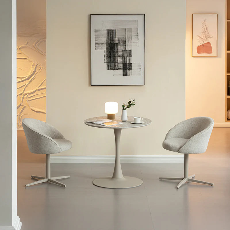 Runder Esstisch Tiana und 2 Paislee 360° drehbarer Esszimmerstuhl [Esszimmerset]