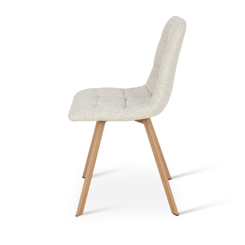 Esszimmerstuhl Aoife Sleek [2er Set] [Leinen Stoff] [Füsse in Metall in Eiche Optik] Ofcasafurniture DE